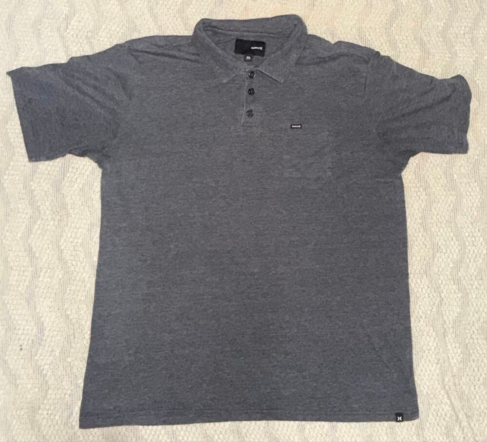 Hurley Men's Heather Gray Short Sleeve Polo Shirt XL Casual Pocket
